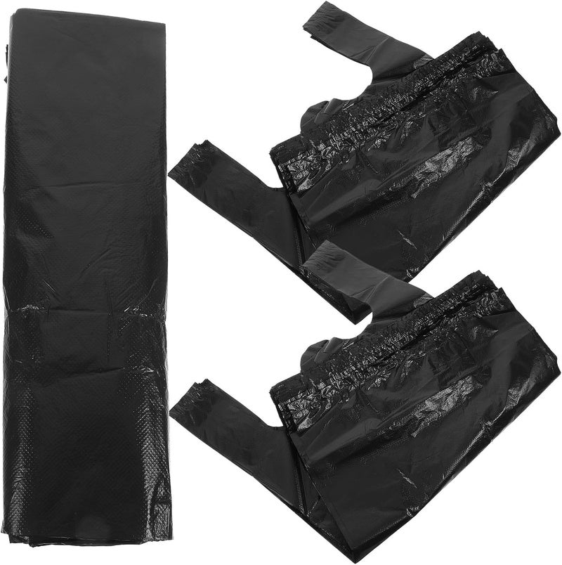 SHOWERORO Black Plastic Trash Bags with Handles 150pcs 3 Mil Thick Sturdy Kitchen Garbage Bags for Household, Office, Bathroom Wastebasket, 32cm X 52cm - Image 1