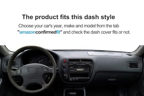 Fcovergurus Dash Cover Mat Custom Fit for 1996 1997 1998 1999 2000 Honda Civic, Dashboard Cover Pad Carpet Protector (96-00 Black) F109 - Image 2