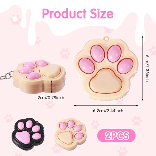 Matwsec 2 Pcs Cat Paw Fidget Keychain Clicky Fidget Toys Cute Mini Fidgets Fidgets Clicker Anxiety and Stress Relief for Adults Stocking Stuffers - Image 5