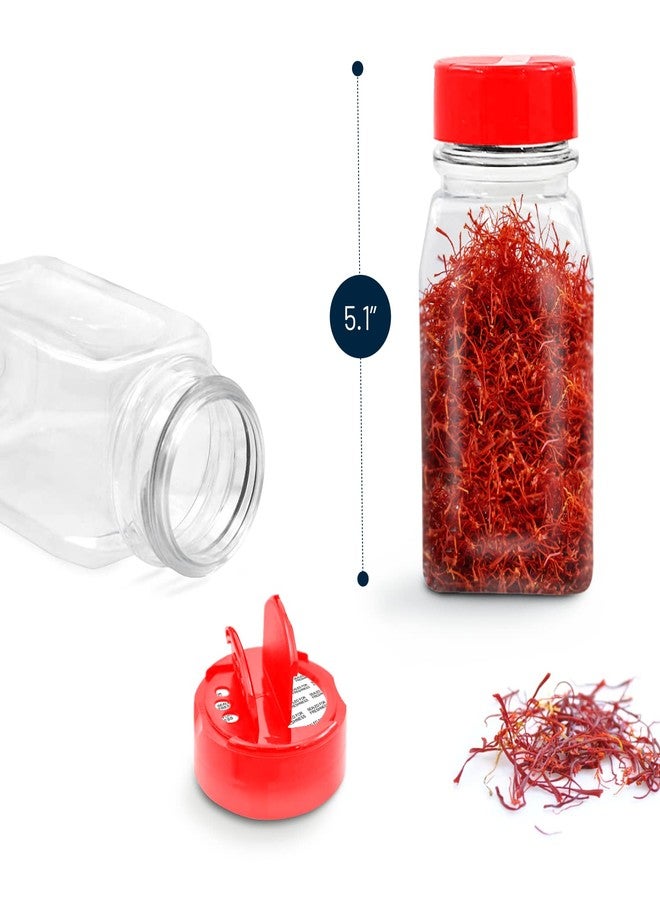 RoyalHouse 6 Pack 9.5 Oz Plastic Spice Jars with Red Cap, Clear and Safe Plastic Bottle Containers with Shaker Lids for Storing Spice, Herbs and Seasoning Powders, BPA Free, Made in USA - Image 2