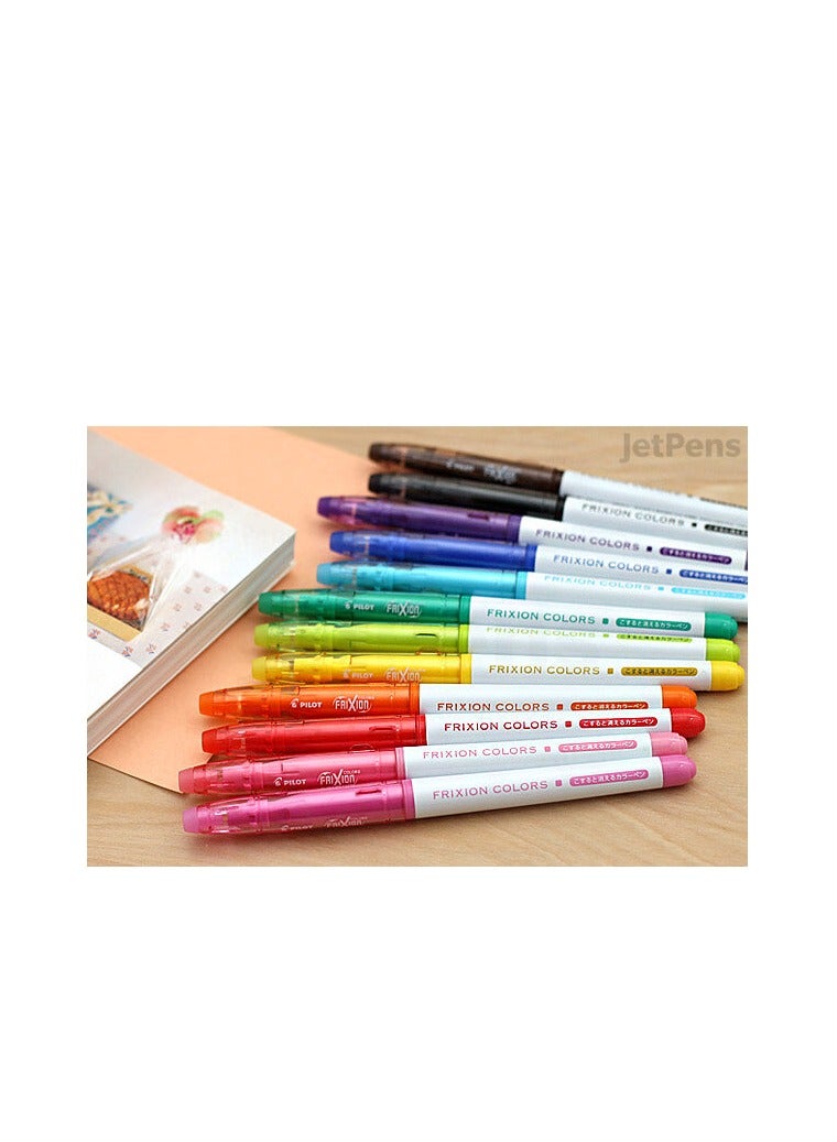 PILOT 12-Piece Frixion Erasable Colour Pen Set Pilot Frixion Colors Erasable Fibre Tip Colouring Pen - Assorted, Pack of 12… - Image 1