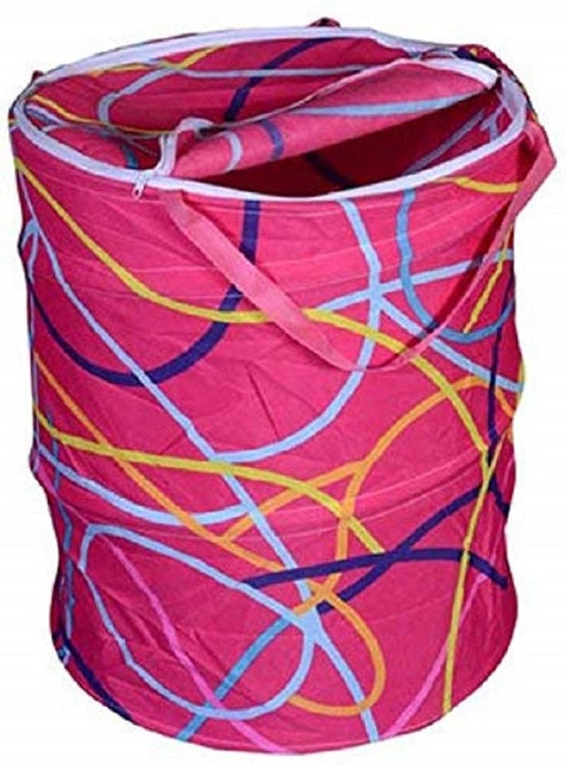 Kuber Industries Round Foldable Cotton 2 Piece Laundary Basket Set, 30 litres (KI4970), Multicolour, Standard - Image 4