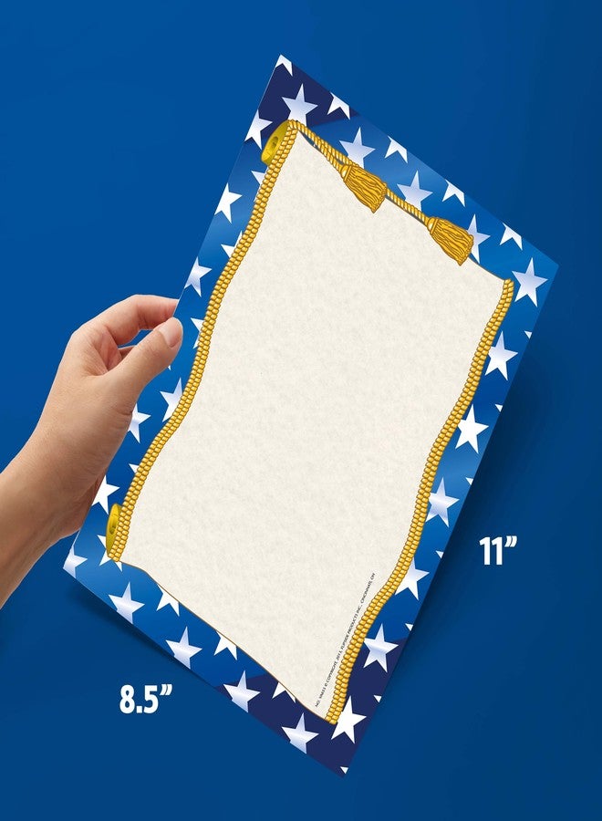 Hayes Stars Certificate Border Paper, Patriotic Blue & Gold Certificate Paper, Customizable Awards, Diplomas & Invitations, Full-Color Matte Finish, 8.5" x 11" - 50 Pack - Image 5