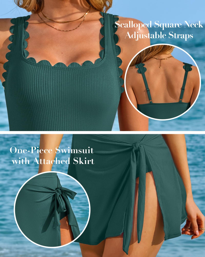 Charmo Bathing Suit for Women One Piece Swim Suit Tummy Control Modest Swimsuits Built-in Briefs Swim Dress 2025 Light Green L - Image 4