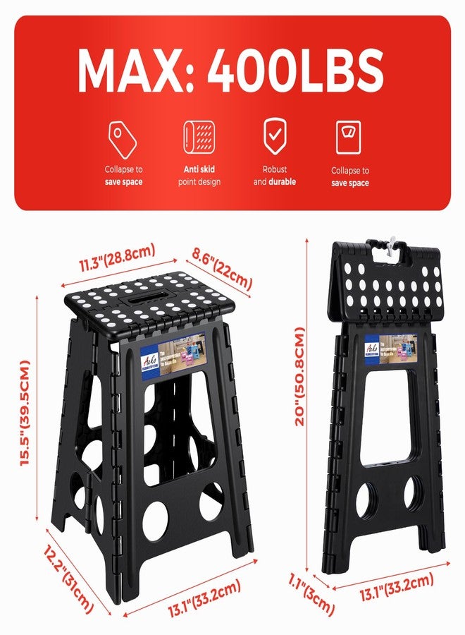 ACKO Folding Step Stool Foldable 16 Inch 400 lbs Capacity, Plastic Stools for Adults and Kids, Collapsible Stools for Kitchen, Stepping Stool with Handle, Black,1 PC - Image 5