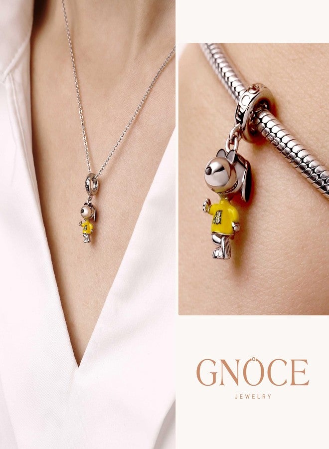 GNOCE Peanuts Snoopy Joe Cool Dangle Charm Bracelet for Women, S925 Sterling Silver Dangle Charms for Women Wife, Valentine‘s Day, Mother’s Day Jewelry - Image 3