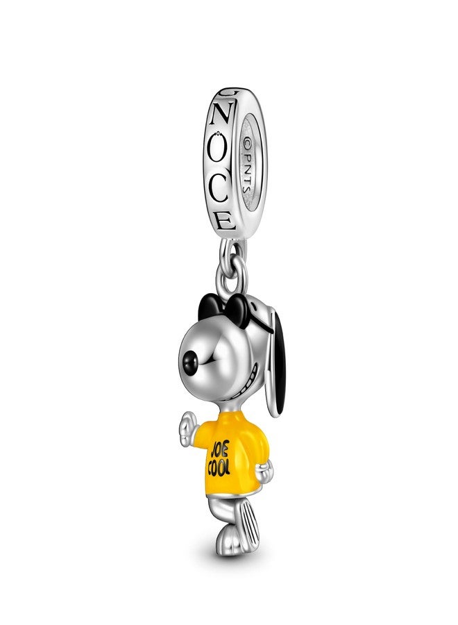 GNOCE Peanuts Snoopy Joe Cool Dangle Charm Bracelet for Women, S925 Sterling Silver Dangle Charms for Women Wife, Valentine‘s Day, Mother’s Day Jewelry - Image 1