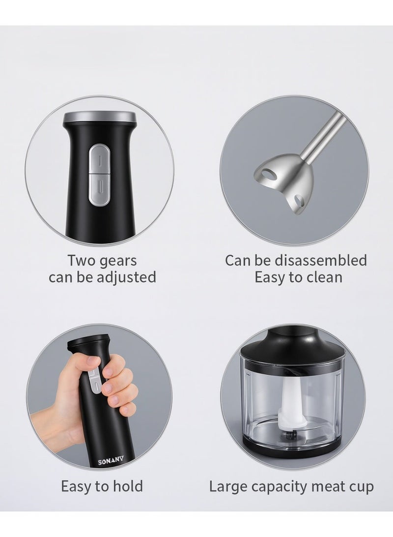 MiNDA 4-in-1 Hand Blender HB-2051S – Powerful Juice Maker with Stainless Steel Stick Blender, Whisk & Chopper | Ideal for Juices, Smoothies, Baby Food & Daily Kitchen Use - Image 2