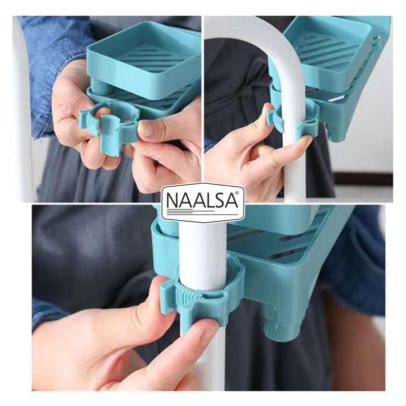 NAALSA Guard Sink Organizer 2 Section with 1 Kitchen Towel Holder Kitchen Sink Faucet Sponge Holder Caddy Organizer Over, ABS Plastic Heavy Duty Rack for scrubbers, soap, Bathroom - Image 4