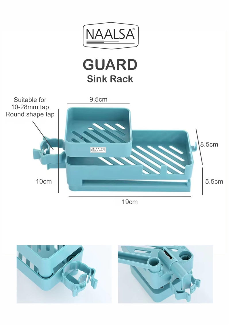 NAALSA Guard Sink Organizer 2 Section with 1 Kitchen Towel Holder Kitchen Sink Faucet Sponge Holder Caddy Organizer Over, ABS Plastic Heavy Duty Rack for scrubbers, soap, Bathroom - Image 2
