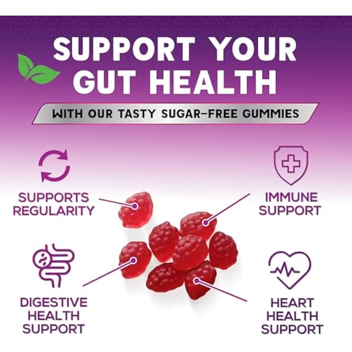 Nature's Choice Fiber Gummies 4g - Sugar Free Fiber Gummy Supplement for Adults, Daily Prebiotic Gummy Digestive Health Support - Plant Based Soluble Chews, Prebiotics Supports Regularity & Digestion - 60 Gummies - Image 5