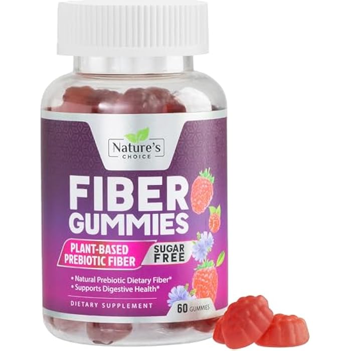Nature's Choice Fiber Gummies 4g - Sugar Free Fiber Gummy Supplement for Adults, Daily Prebiotic Gummy Digestive Health Support - Plant Based Soluble Chews, Prebiotics Supports Regularity & Digestion - 60 Gummies - Image 1