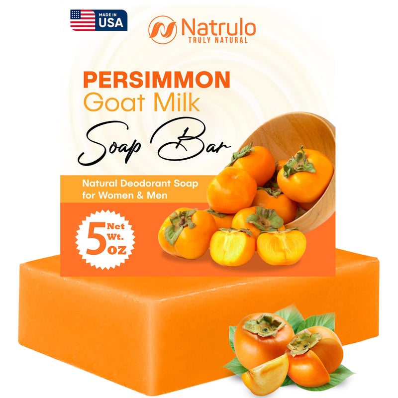 Natrulo Persimmon Soap Bar for Body Odor Control â€“ Purifying Deodorizing Body Wash with Goat Milk for Eliminating Body Odor â€“ Great for Skin Brightening, Natural Deodorant Soap for Men & Women - Image 1