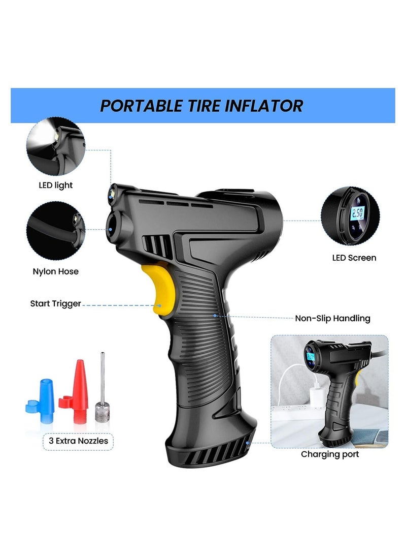 ARNOTEC Air Compressor Tire Inflator, Portable Handheld Car Tire Inflator with Digital Display and LED Light, 12V Rechargeable Electric Tire Pump for Car Motorcycle Bike Balls and Inflators (Wireless Version)  - Image 5