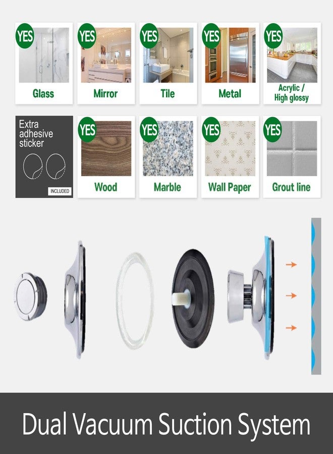 Bath Beyond BATHBEYOND Shower Caddy Suction Cup Tier Shower Shelf - Adjustable Shower Caddy 400 Stainless Steel No-Drilling and Extra Adhesive Sticker for More Stronger Suction (2Tier) - Image 5