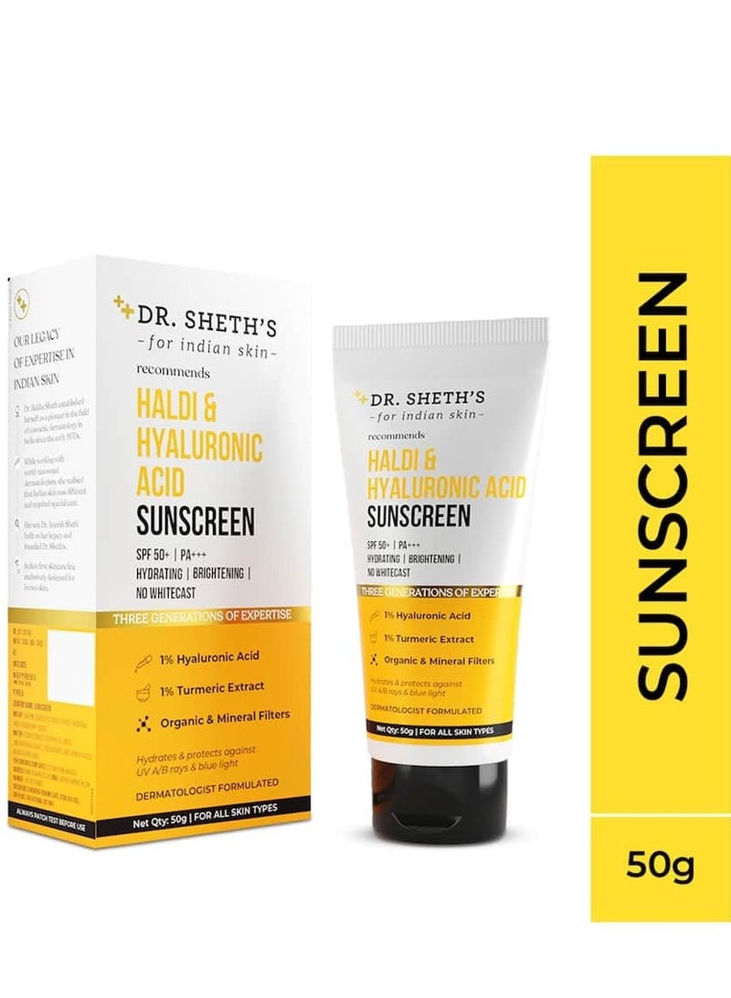 Dr. Sheth's Haldi & Hyaluronic Acid Cream Sunscreen With 1% Hyaluronic Acid 50G - Image 2