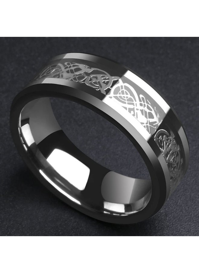 Dragon Celtic Inlay Polish Finish Silver Base Titanium Steel Ring for Men and Boys 2 fgs..fg - pzsku/Z20452A053CAE3275371BZ/45/_/1729063811/a7282bcb-9b9f-4593-b897-7f09b69c0057