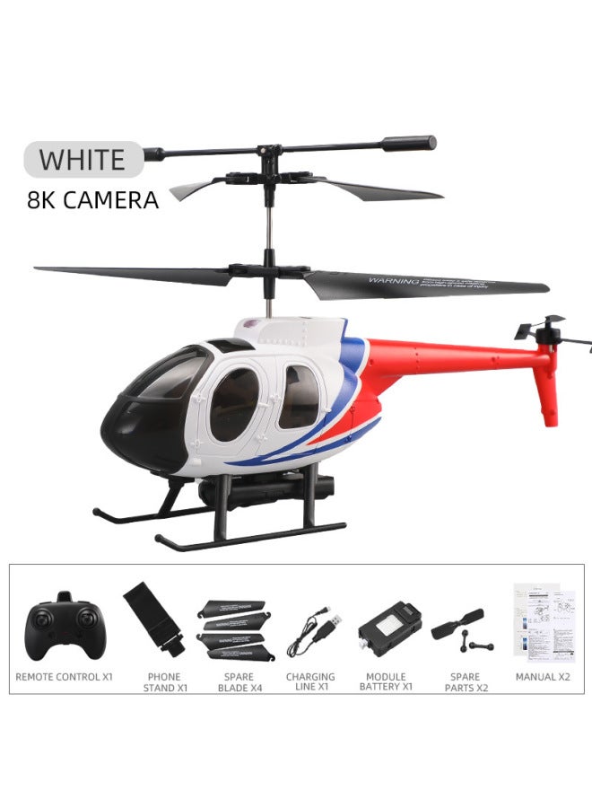 6-channel Remote Control Helicopter USB Charging Fall-resistant Anti-collision Remote Control Aircraft Model Toys Wholesale-Color:White Belt Aerial Photography  - Image 1