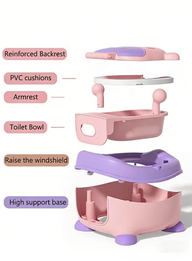 Aimayapet Baby Potty Training Seat,Baby Potty Toilet, Kids Potty Chair, Baby Toilet Seat Portable Travel Potty Toilet Trainer Children Potty Toilet with High Back Support & Lid & Removable Potty Pot for Toddler Easy to Clean - Image 4