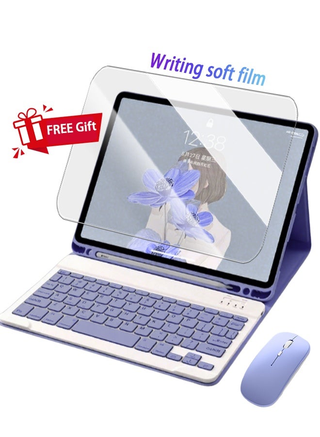 Matepad Se 11 Cover 11 Inch Tablet Bluetooth Keyboard Case Detachable Wireless Keyboard Pen Holder Ultra-Thin Leather Smart Case With Mouse+ Free Anti-Glare Screen Protector-Anti-Drop And Sandstorm Proof- Violet  - Image 2