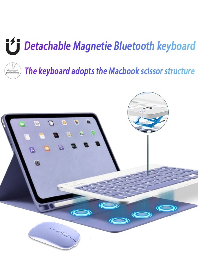 Matepad se 11 Cover 11 Inch Tablet Bluetooth Keyboard Case Detachable Wireless Keyboard Pen Holder Ultra-Thin Leather Smart Case With Mouse+ Free Anti-Glare Screen Protector-Anti-Drop And Sandstorm Proof- Purple - Image 2