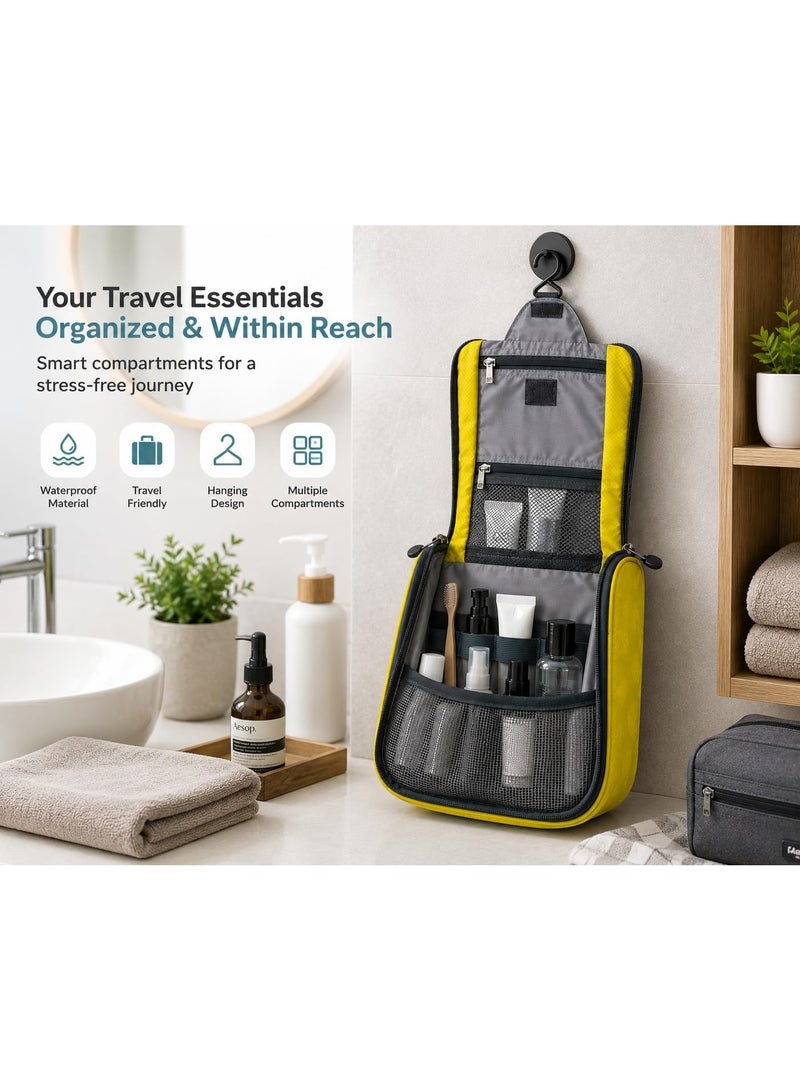 Heavy-duty hanging toiletry bag, travel organizer, makeup and cosmetic bag, portable bathroom storage bag with multiple mesh pockets and hanging hook for travel, camping, gym, and home, black - Image 4