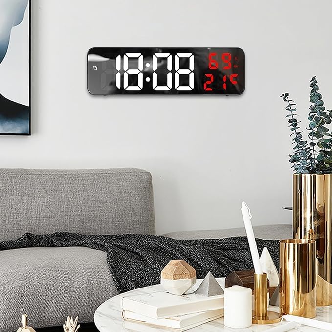 ALARM CLOCK DIGITAL CLOCK WITH TEMPERATURE DISPLAY SNOOZE USB POWERED RECHARGEABLE CLOCK WITH DUAL ALARMS FOR BEDROOM BEDSIDE OFFICE TRAVEL
