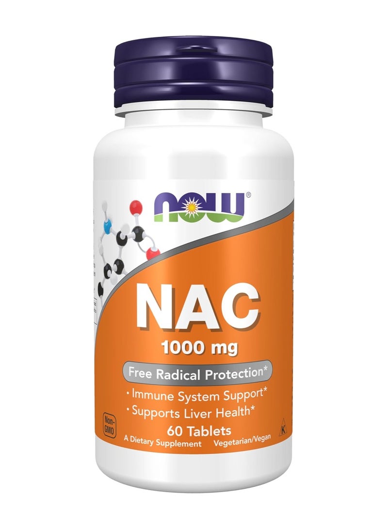 Now- NAC 1000 mg Immune System Support 60 Tablets - Image 1