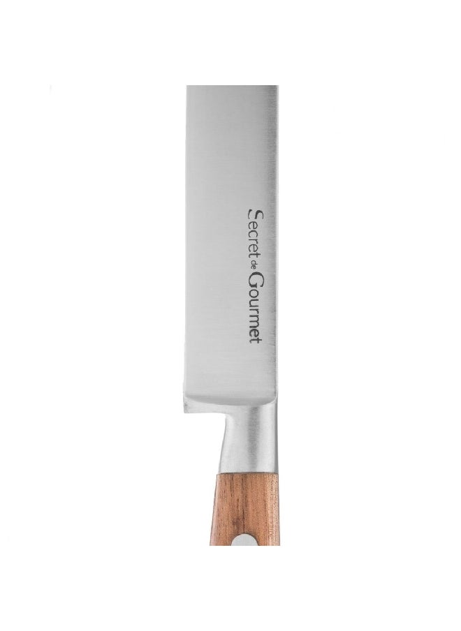Five Simply Smart - Elegancia Stainless Steel Slicing Knife Silver and Brown 2 x 34.5 x 3 cm 146605 - Image 1