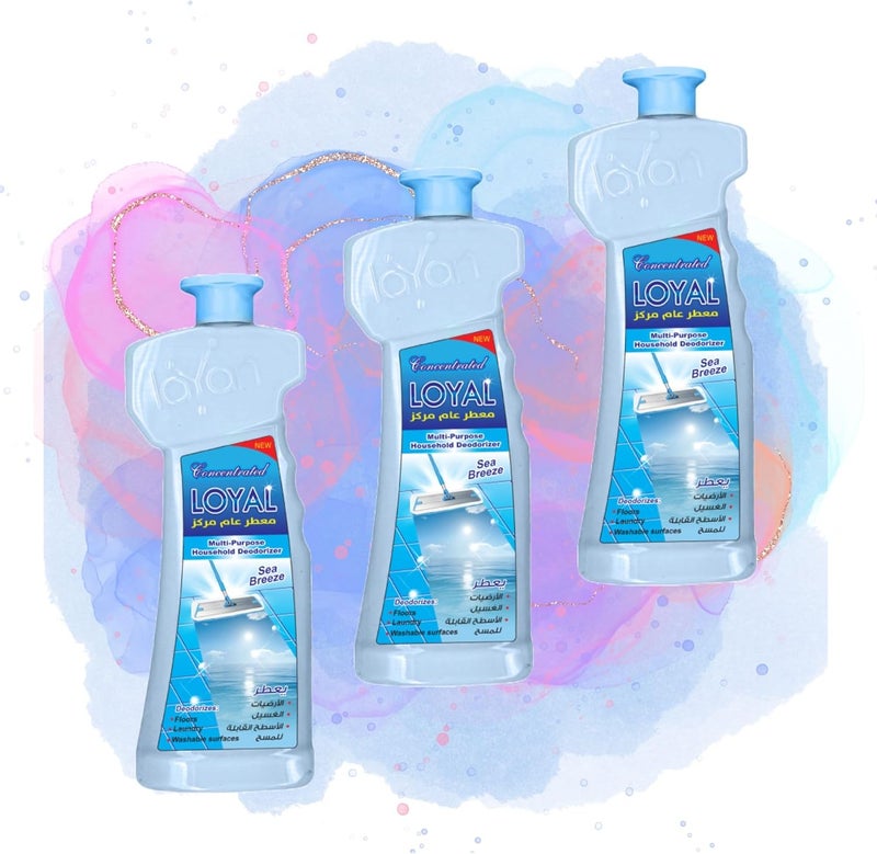 LOYAL Multi-Purpose Concentrated Household Deodorizer, freshener, odor remover, cleaner for washable surfaces, floors, laundry, Seabreeze fragrance, 700 ml (3 Pack, 2100, millilitre) - Image 1