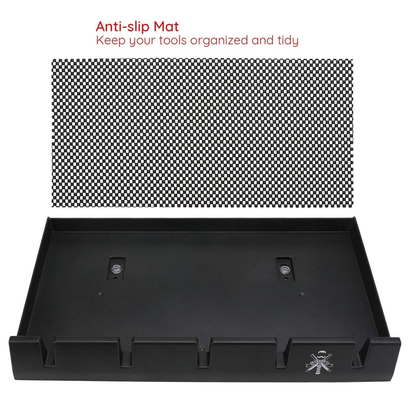 Segbeauty Barber Clipper Tray, Holder and Rack, Anti-Slip Black Salon Organizer, Razor Case, 5 Notches Professional Hair Trimmer Holder, Hairdresser Stylist Barbers Tools Box - Image 2