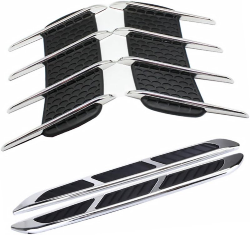 Unomor 2pairs Abs Shark Fin Car Hood Vents Durable Decorative Air Outlet Stickers for Engine Cover Easy to Install Automotive Accessories for Custom Car Styling - Image 1