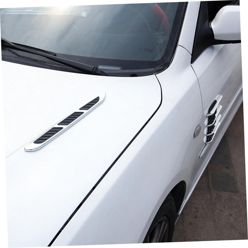Unomor 2pairs Abs Shark Fin Car Hood Vents Durable Decorative Air Outlet Stickers for Engine Cover Easy to Install Automotive Accessories for Custom Car Styling - Image 5