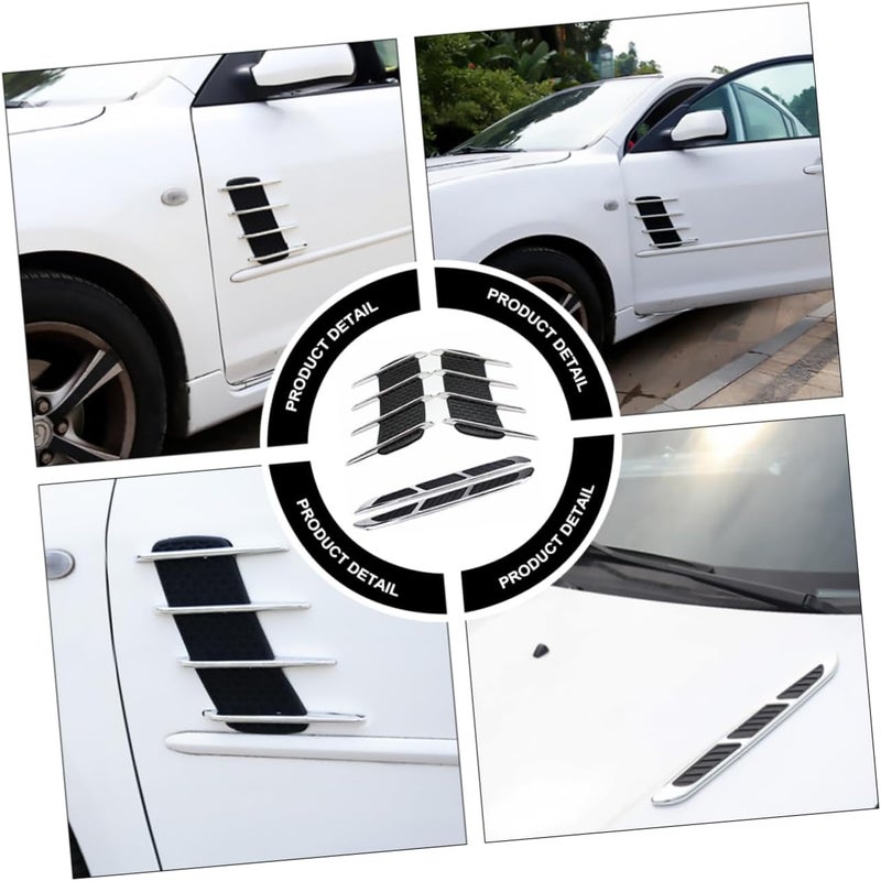 Unomor 2pairs Abs Shark Fin Car Hood Vents Durable Decorative Air Outlet Stickers for Engine Cover Easy to Install Automotive Accessories for Custom Car Styling - Image 4