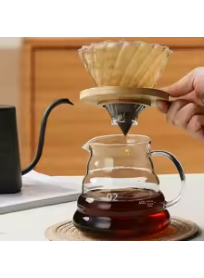 Professional Coffee Brewing Set, Includes 20oz Dripper, Gooseneck Kettle, V60 with Bamboo Stand, and 60 Paper Filters for 2–4 Cups - Image 2