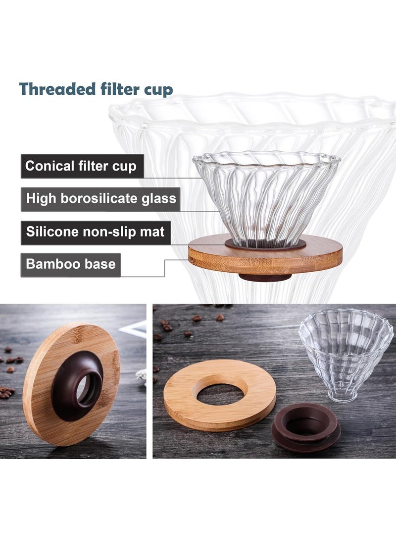 Professional Coffee Brewing Set, Includes 20oz Dripper, Gooseneck Kettle, V60 with Bamboo Stand, and 60 Paper Filters for 2–4 Cups - Image 5