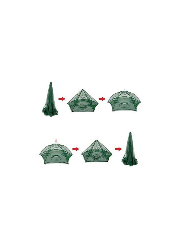Generic Portable Folding Fishing Net for Fish, Shrimp, Crayfish, Crab Cast Net Trap with 8 Sides Multicolor  - Image 2