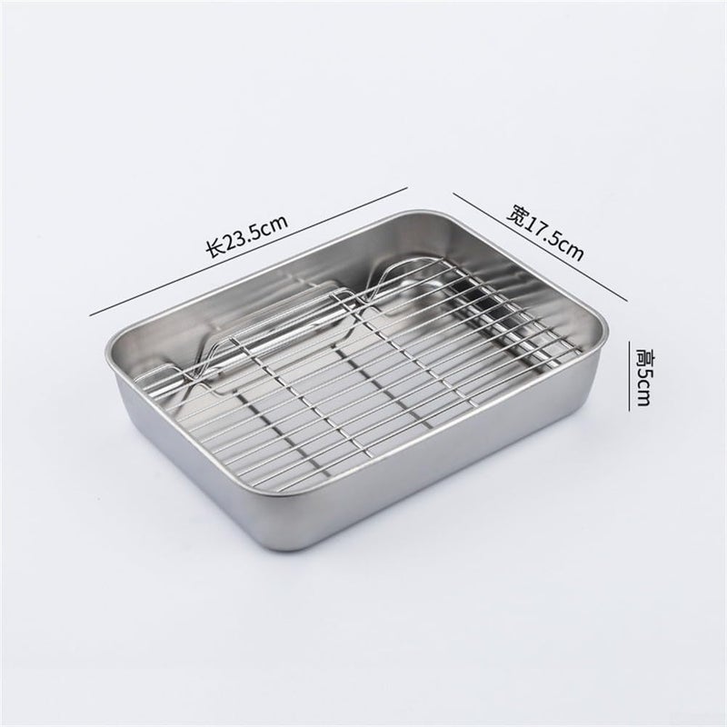 Stainless Steel Baking Pan Tray Set with Cooling Rack for Baking Roasting BBQ Cookies Vegetables Cakes Dishwasher Safe Oven Safe Rust-Resistant Mirror Finish Suitable Size for Kitchen Use(23x17x5cm) - Image 5