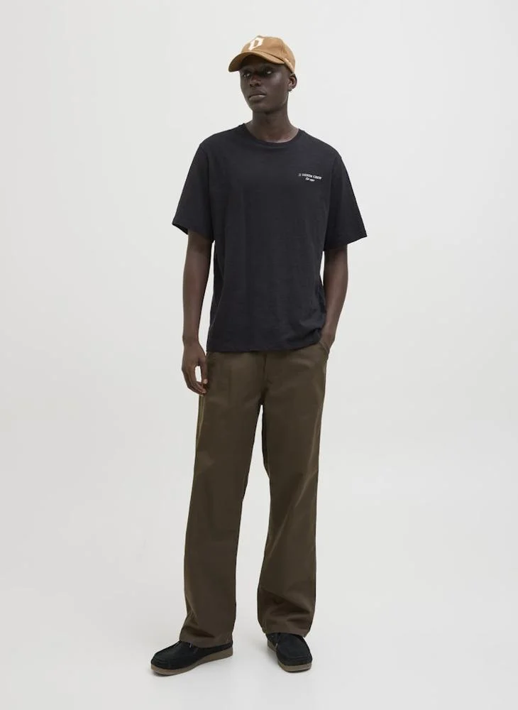 JACK & JONES Jjjeff Monogram Detail Crew Neck T-Shirt