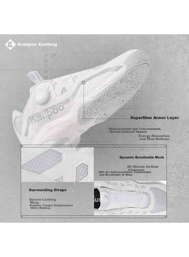 Kumpoo Featherweight Badminton Shoes Shunyin D99 Anti-twist Shock Absorption Non-slip Button Lace Uni White Size 36 - Image 2