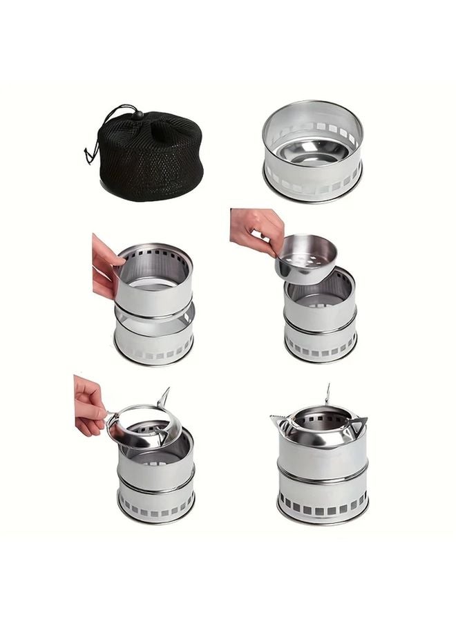 إسكدنيا موقد نار تخييم محمول من الفولاذ المقاوم للصدأ للاستخدام الداخلي والخارجي - Image 3