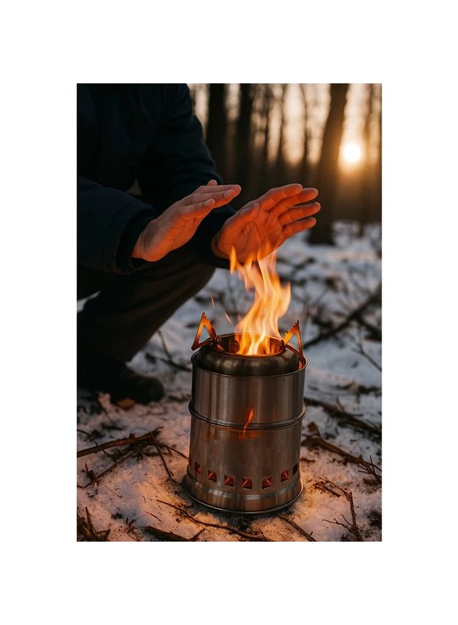 إسكدنيا موقد نار تخييم محمول من الفولاذ المقاوم للصدأ للاستخدام الداخلي والخارجي - Image 5