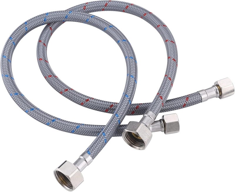 Arcora Faucet Supply Lines, 12" Length Bathroom Kitchen Faucet Connector Braided Nylon Water Supply Line 3/8" Comp x 1/2" Comp 2Pcs (1 Pair) - Image 1