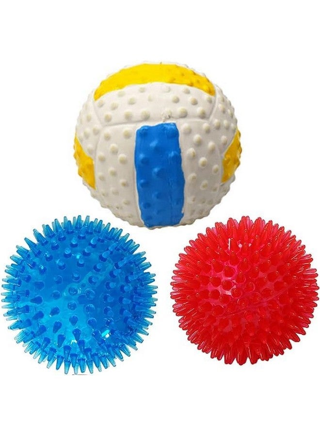 Dog Balls, 3 Pcs Dog Squeaky Balls Tug And Fetch Toys For Small Medium Large Dogs | Squeaky Toy Balls - Image 1