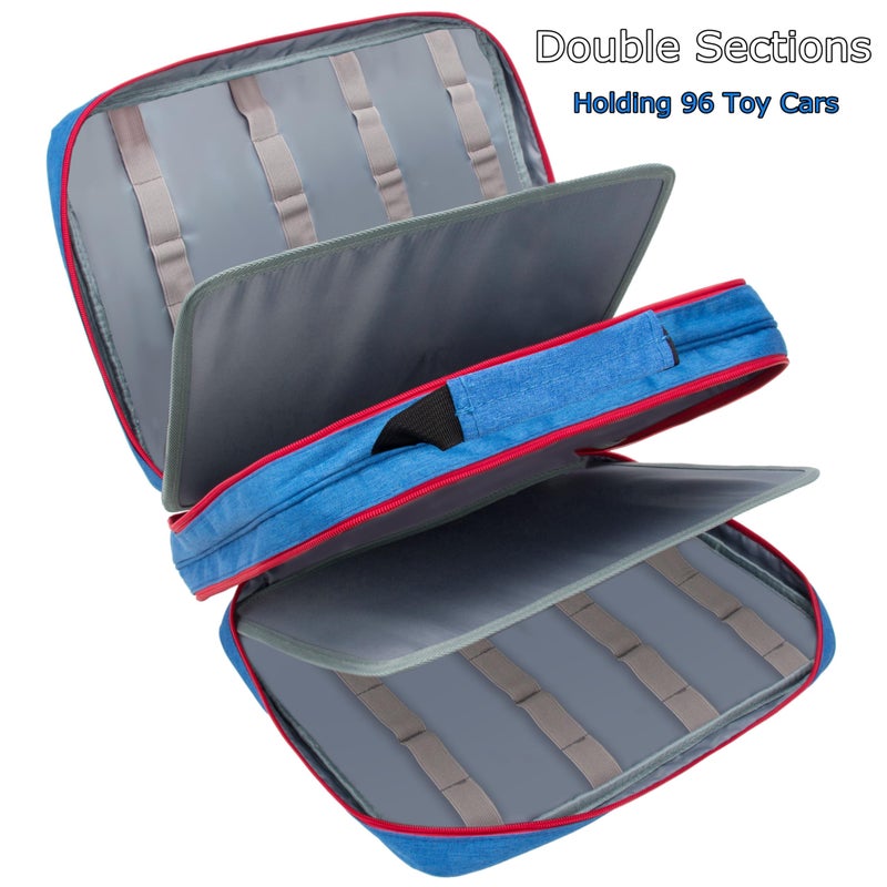 KISLANE 96 Toy Cars Storage Case Compatible with Toy Cars, Toy Cars Organizer Storage for Mini Toys, Toy Cars Car, Matchbox Cars, Small Dolls(Bag Only) (Blue) - Image 4