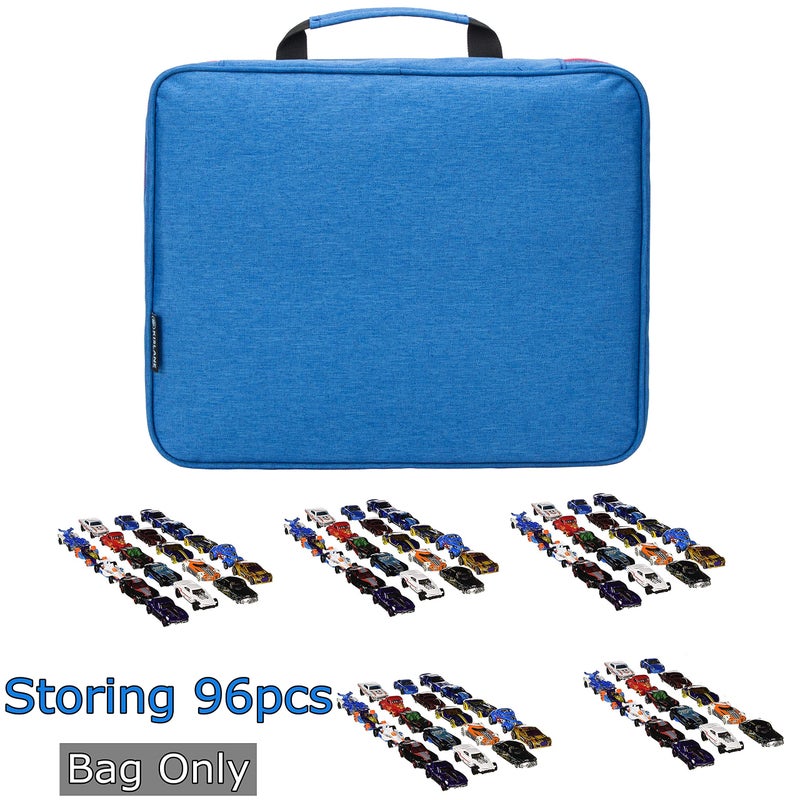 KISLANE 96 Toy Cars Storage Case Compatible with Toy Cars, Toy Cars Organizer Storage for Mini Toys, Toy Cars Car, Matchbox Cars, Small Dolls(Bag Only) (Blue) - Image 3