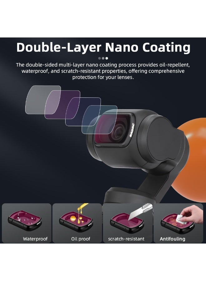 BRDRC 2-Pack Filter Set for DJI OSMO Pocket 3 – VND2–32 & VND64–512 – Optical Glass, Waterproof, Nano-Coated, Adjustable ND Filters – Aluminum Alloy Frame – Action Camera Lens Filters - Image 3