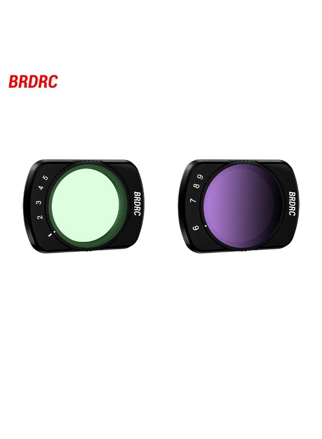 BRDRC 2-Pack Filter Set for DJI OSMO Pocket 3 – VND2–32 & VND64–512 – Optical Glass, Waterproof, Nano-Coated, Adjustable ND Filters – Aluminum Alloy Frame – Action Camera Lens Filters - Image 1