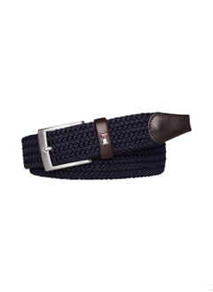 TOMMY HILFIGER Men's Adan Tonal Braided Elastic Webbing Belt - Polypropylene, Blue 