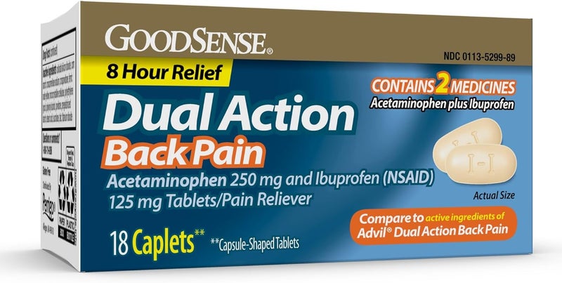 GoodSense Dual Action Acetaminophen and Ibuprofen NSAID Tablets 250 mg125 mg Back Pain 18 Count - Image 1